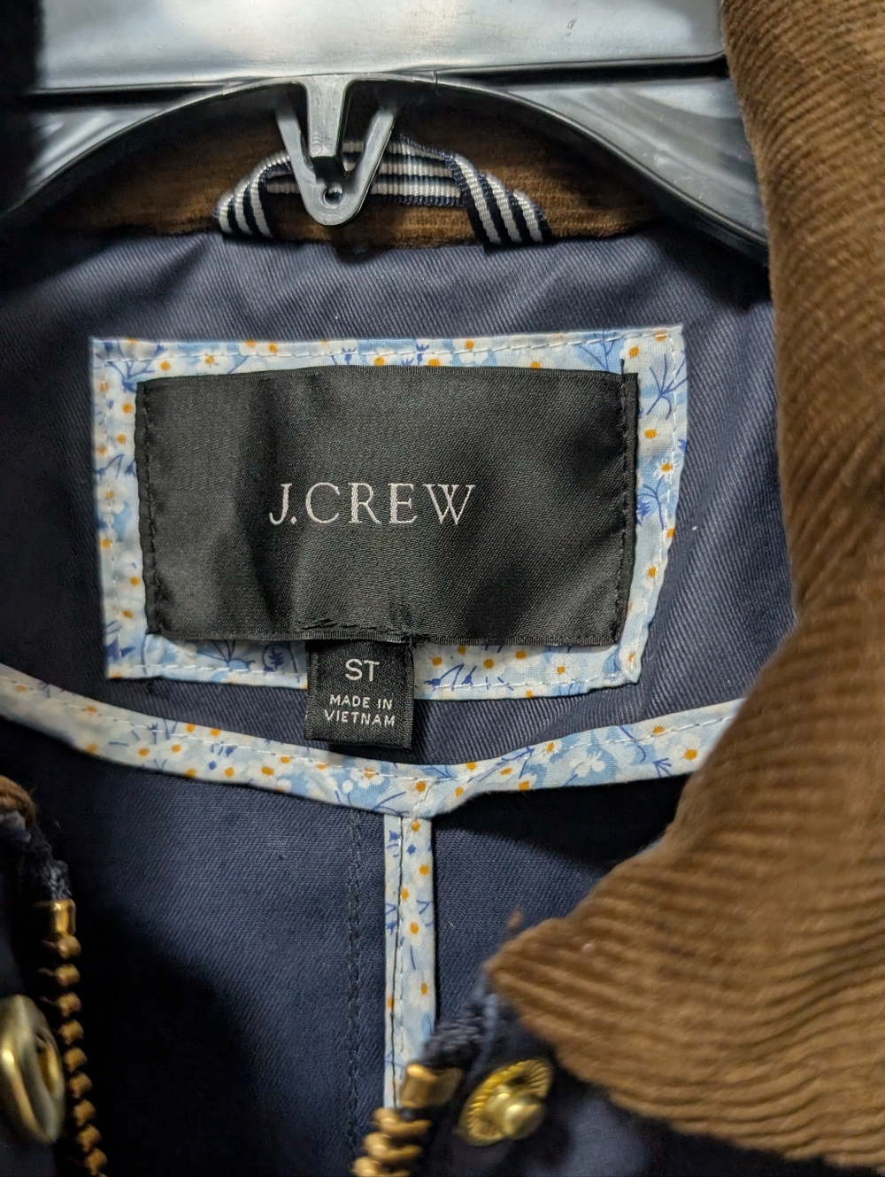 J. Crew Liberty fabric floral Barn Jacket Navy Blue Size ST Small Tall - Picture 2 of 5